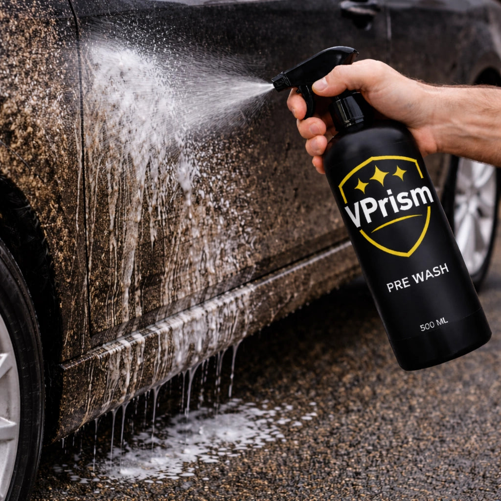 alt="Почистване на мръсен екстериор на автомобила с PRE WASH"