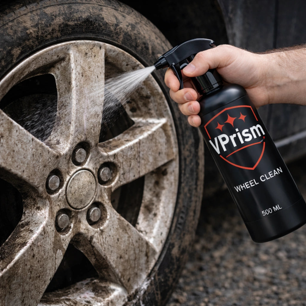 alt="Използване на WHEEL CLEAN върху мръсни джанти "